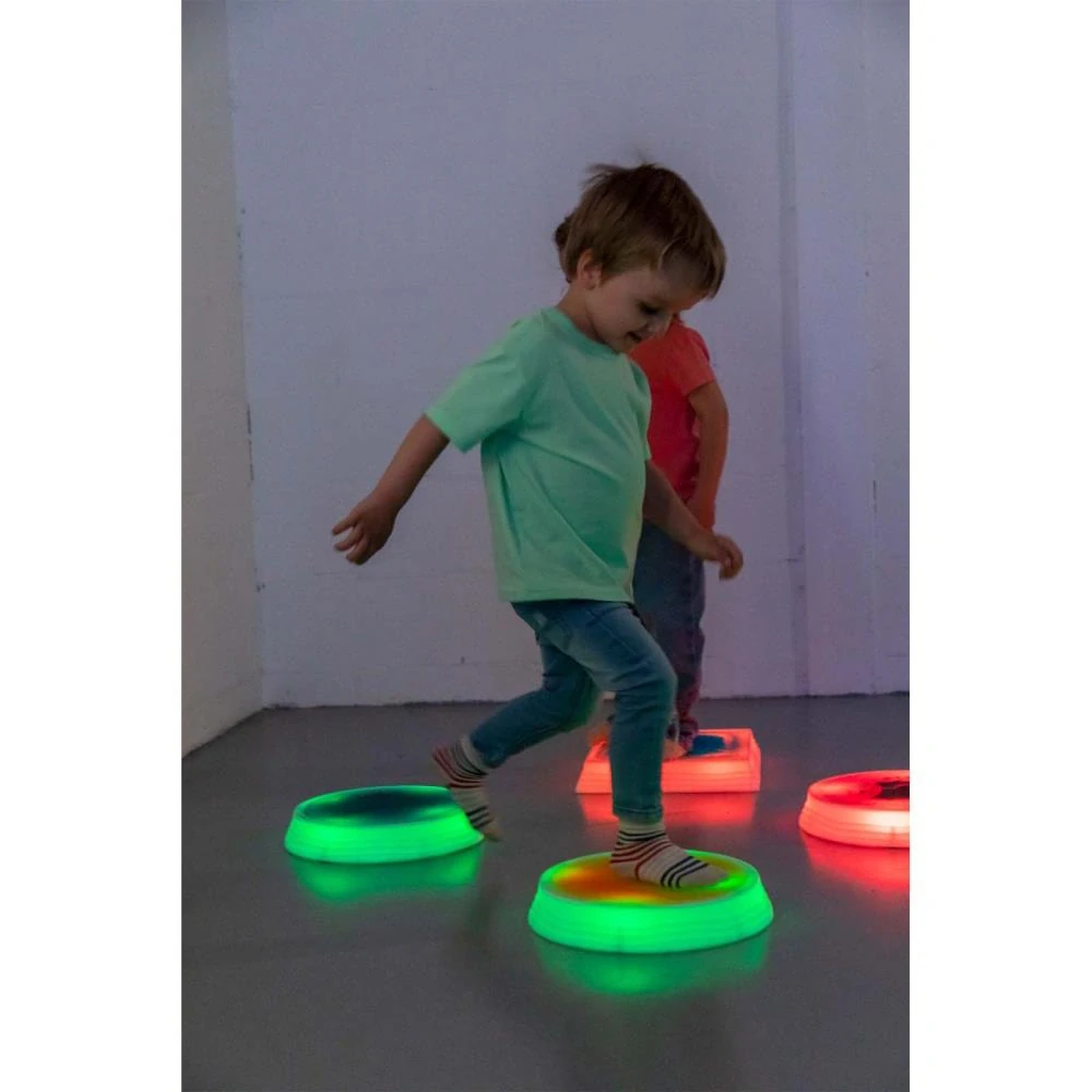 Okrúhle senzorické LED kamene s tekutinou – sada 6 ks
