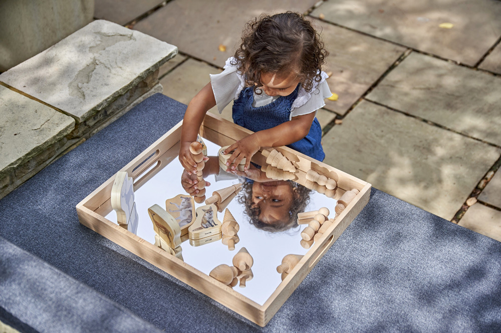 Veľký drevený zrkadlový podnos