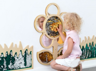 Flitrový panel - kvetinka, strieborná