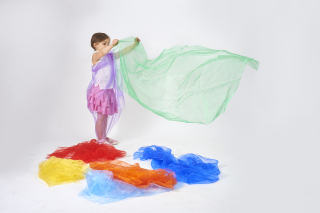 Dúhová organza látka